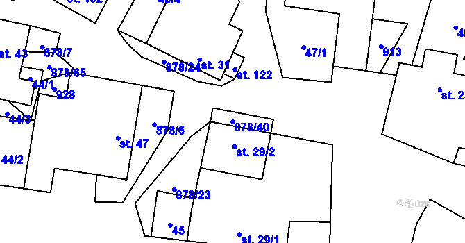 Parcela st. 878/40 v KÚ Opatov u Jihlavy, Katastrální mapa