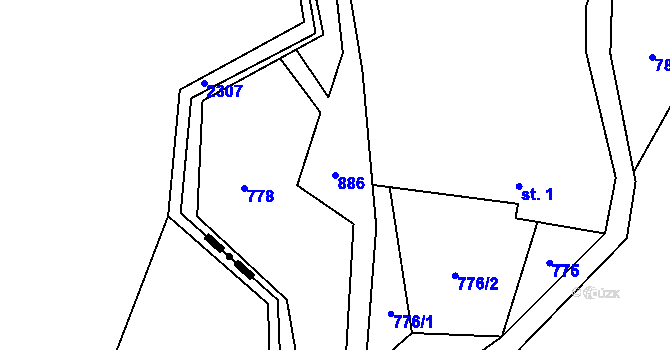 Parcela st. 886 v KÚ Opatov u Jihlavy, Katastrální mapa