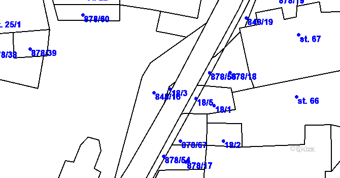 Parcela st. 18/3 v KÚ Opatov u Jihlavy, Katastrální mapa