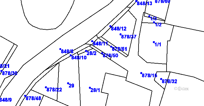 Parcela st. 878/50 v KÚ Opatov u Jihlavy, Katastrální mapa