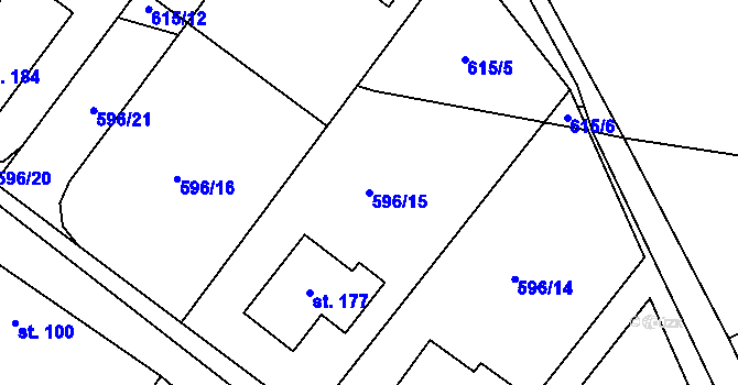 Parcela st. 596/15 v KÚ Opatov u Jihlavy, Katastrální mapa