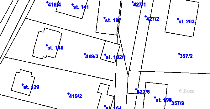 Parcela st. 182/1 v KÚ Opatov u Jihlavy, Katastrální mapa