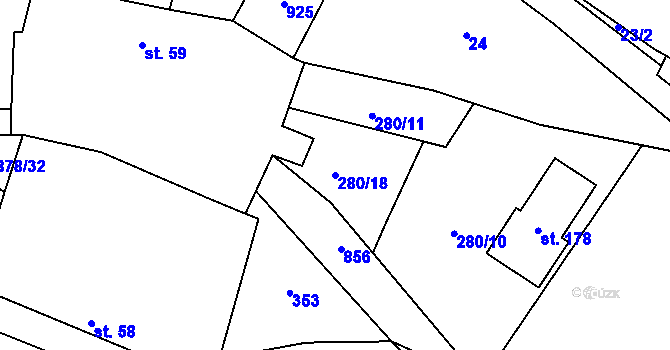Parcela st. 280/18 v KÚ Opatov u Jihlavy, Katastrální mapa