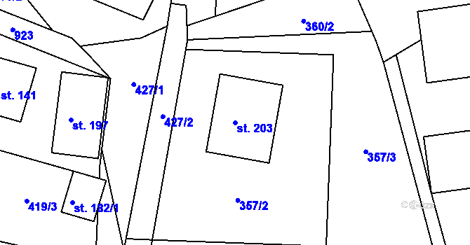 Parcela st. 203 v KÚ Opatov u Jihlavy, Katastrální mapa