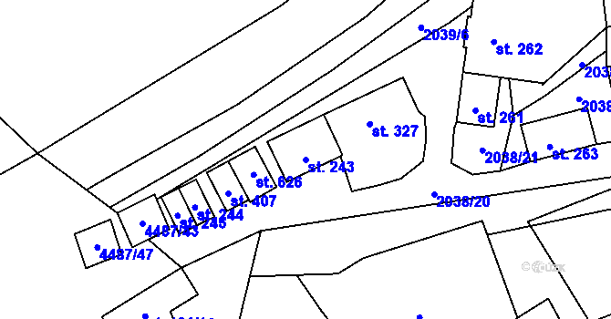 Parcela st. 243 v KÚ Opatov na Moravě, Katastrální mapa