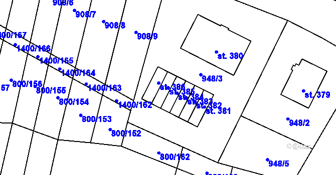 Parcela st. 385 v KÚ Opatov na Moravě, Katastrální mapa