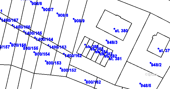 Parcela st. 386 v KÚ Opatov na Moravě, Katastrální mapa