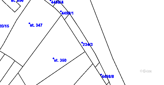 Parcela st. 234/3 v KÚ Opatov na Moravě, Katastrální mapa