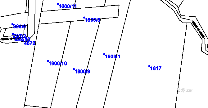 Parcela st. 1600/1 v KÚ Opatov na Moravě, Katastrální mapa