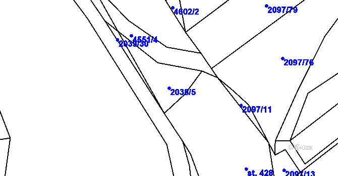 Parcela st. 2038/5 v KÚ Opatov na Moravě, Katastrální mapa