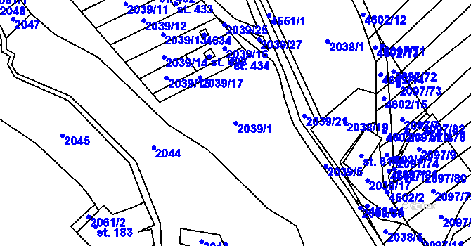 Parcela st. 2039/1 v KÚ Opatov na Moravě, Katastrální mapa
