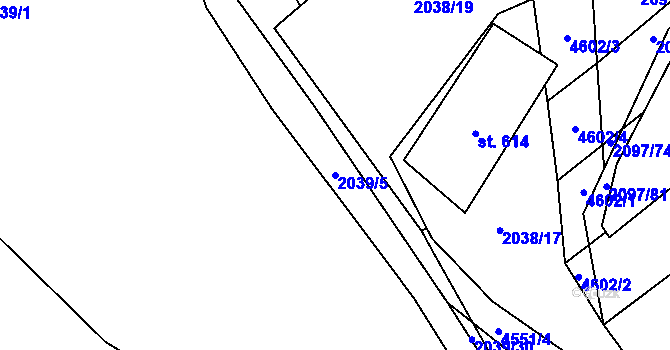 Parcela st. 2039/5 v KÚ Opatov na Moravě, Katastrální mapa