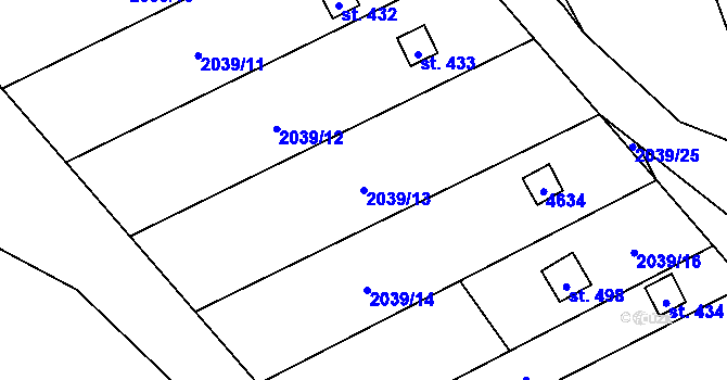 Parcela st. 2039/13 v KÚ Opatov na Moravě, Katastrální mapa