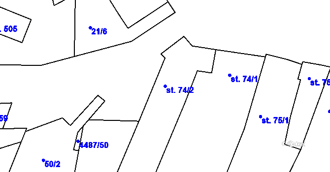Parcela st. 74/2 v KÚ Opatov na Moravě, Katastrální mapa
