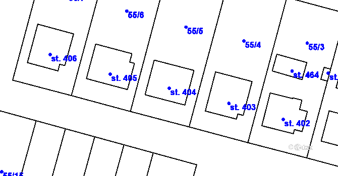 Parcela st. 404 v KÚ Opatov na Moravě, Katastrální mapa