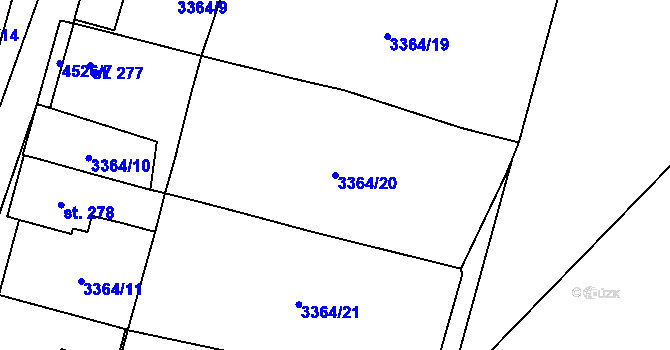Parcela st. 3364/20 v KÚ Opatov na Moravě, Katastrální mapa