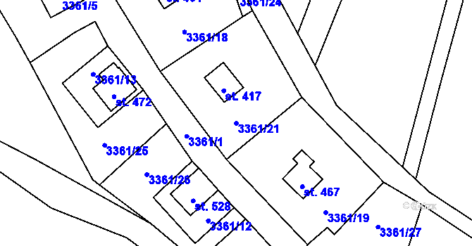 Parcela st. 3361/21 v KÚ Opatov na Moravě, Katastrální mapa