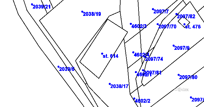 Parcela st. 614 v KÚ Opatov na Moravě, Katastrální mapa