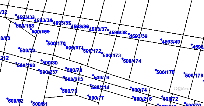 Parcela st. 500/173 v KÚ Opatov na Moravě, Katastrální mapa