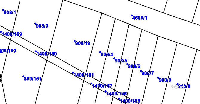 Parcela st. 908/4 v KÚ Opatov na Moravě, Katastrální mapa