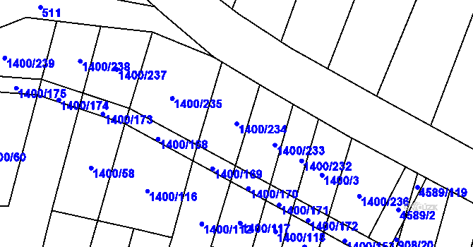 Parcela st. 1400/234 v KÚ Opatov na Moravě, Katastrální mapa