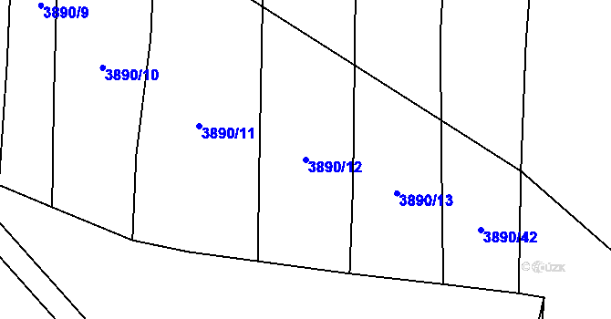 Parcela st. 3890/12 v KÚ Opatov na Moravě, Katastrální mapa