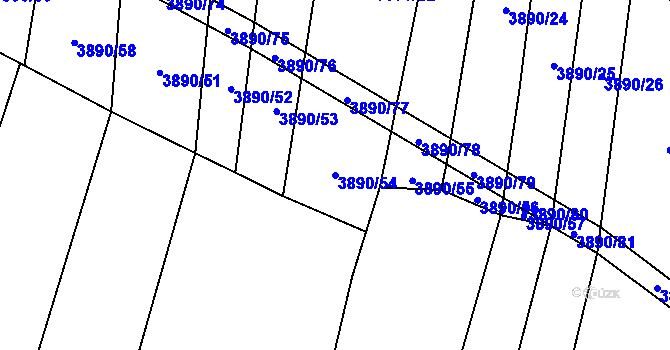Parcela st. 3890/54 v KÚ Opatov na Moravě, Katastrální mapa