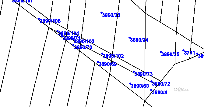 Parcela st. 3890/102 v KÚ Opatov na Moravě, Katastrální mapa