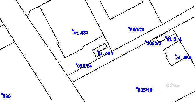 Parcela st. 454 v KÚ Opatovec, Katastrální mapa
