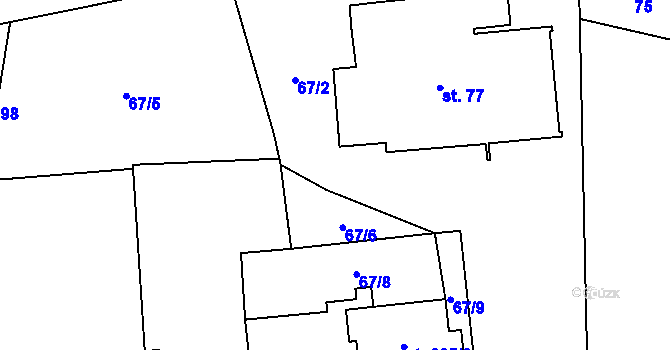 Parcela st. 67/7 v KÚ Opatovec, Katastrální mapa