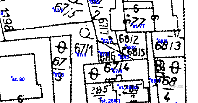 Parcela st. 67/6 v KÚ Opatovec, Katastrální mapa