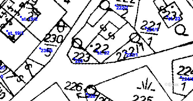 Parcela st. 22 v KÚ Opatovec, Katastrální mapa