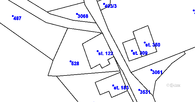 Parcela st. 122 v KÚ Opatovec, Katastrální mapa