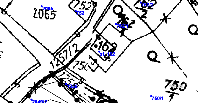 Parcela st. 162 v KÚ Opatovec, Katastrální mapa