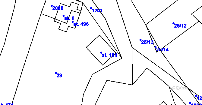 Parcela st. 181 v KÚ Opatovec, Katastrální mapa
