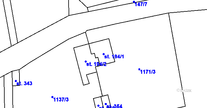 Parcela st. 194/1 v KÚ Opatovec, Katastrální mapa
