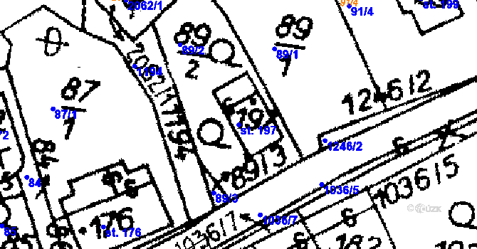 Parcela st. 197 v KÚ Opatovec, Katastrální mapa