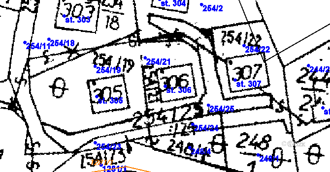 Parcela st. 306 v KÚ Opatovec, Katastrální mapa
