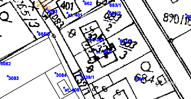 Parcela st. 323 v KÚ Opatovec, Katastrální mapa