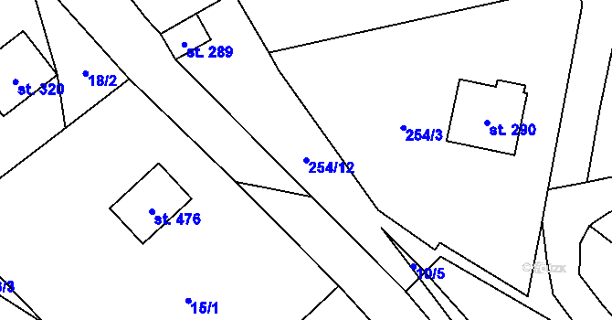 Parcela st. 254/12 v KÚ Opatovec, Katastrální mapa