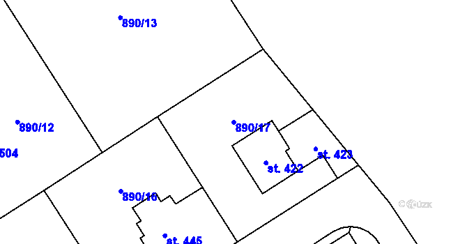 Parcela st. 890/17 v KÚ Opatovec, Katastrální mapa