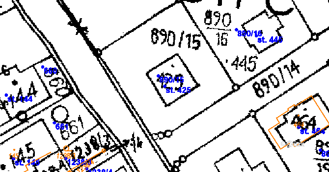 Parcela st. 425 v KÚ Opatovec, Katastrální mapa
