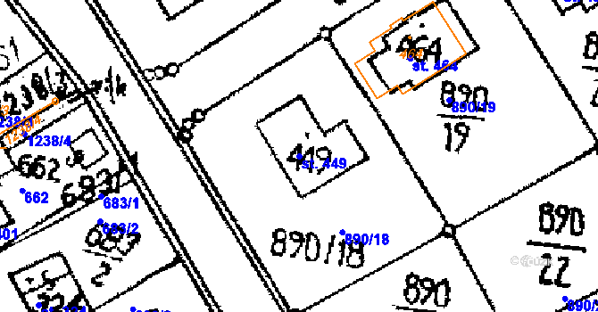 Parcela st. 449 v KÚ Opatovec, Katastrální mapa