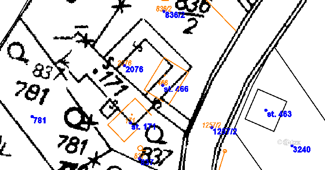 Parcela st. 466 v KÚ Opatovec, Katastrální mapa