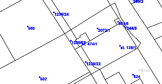Parcela st. 474/1 v KÚ Opatovec, Katastrální mapa