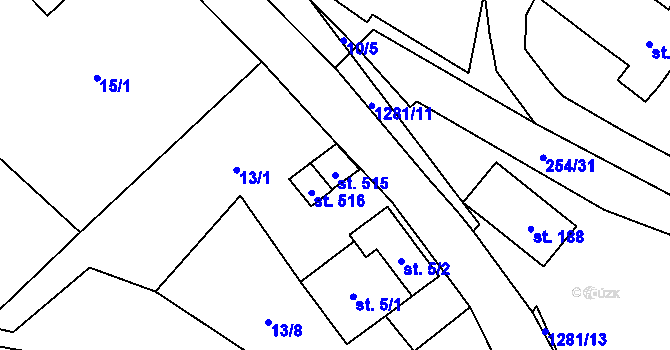 Parcela st. 515 v KÚ Opatovec, Katastrální mapa