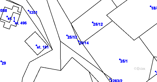 Parcela st. 25/14 v KÚ Opatovec, Katastrální mapa