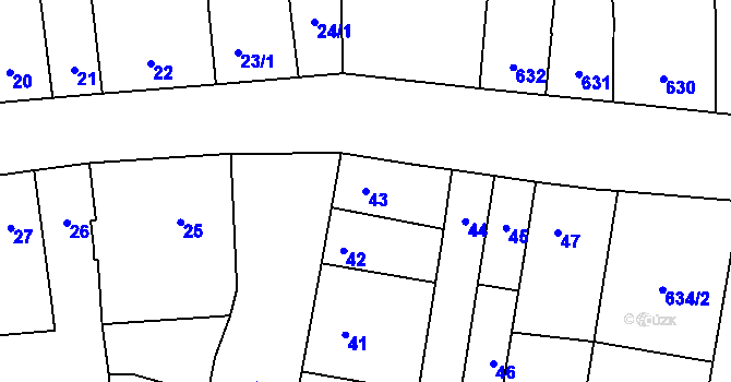 Parcela st. 43 v KÚ Opatovice u Rajhradu, Katastrální mapa