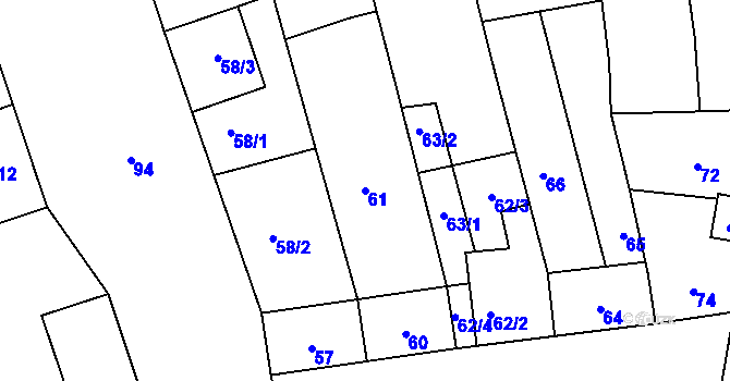 Parcela st. 61 v KÚ Opatovice u Rajhradu, Katastrální mapa