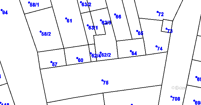 Parcela st. 62/2 v KÚ Opatovice u Rajhradu, Katastrální mapa